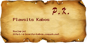 Plavsits Kabos névjegykártya
